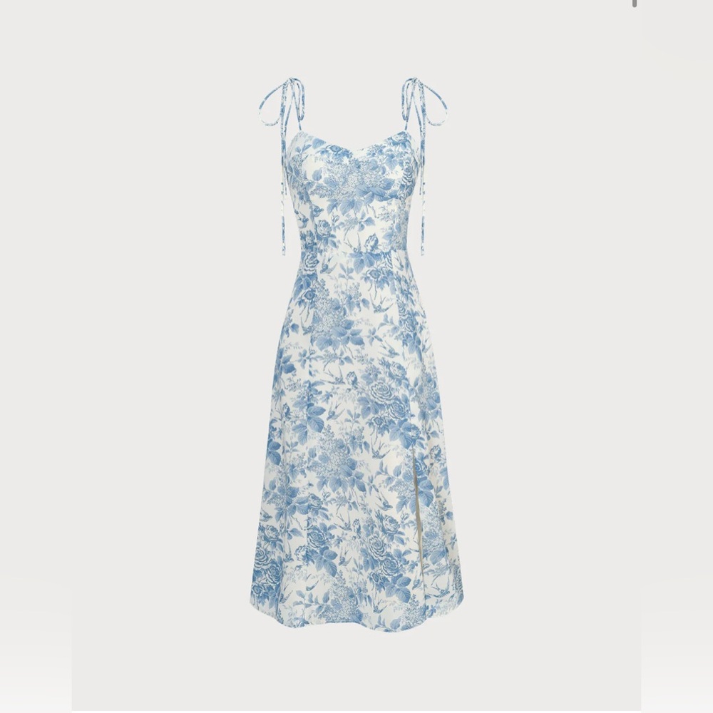 NWT RIHOAS Sweetheart Neck Shirred Midi Dress
